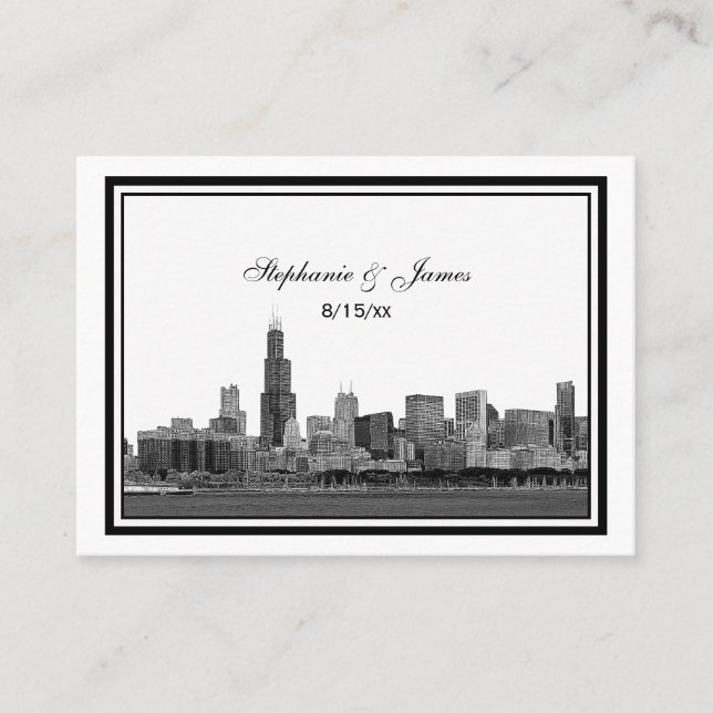 Chicago Skyline Etched Framed Place Cards #2 Placeringskort (Framsida)