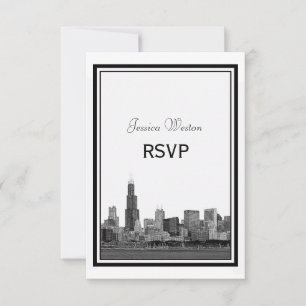 Chicago Skyline Etched Inram RSVP OSA Kort