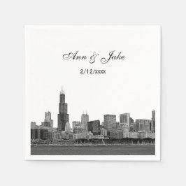 Chicago Skyline Etched look Skyline Bröllop Pappersservett