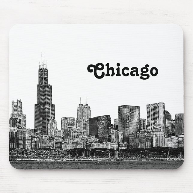 Chicago Skyline Etched Musmatta (Framsidan)