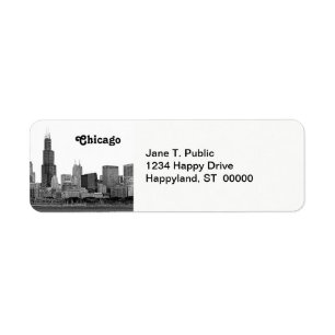 Chicago Skyline Etched Returadress Etikett