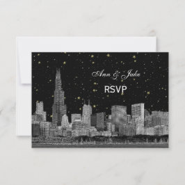 Chicago Skyline Etched Starry DIY BG RSVP #2 OSA Kort