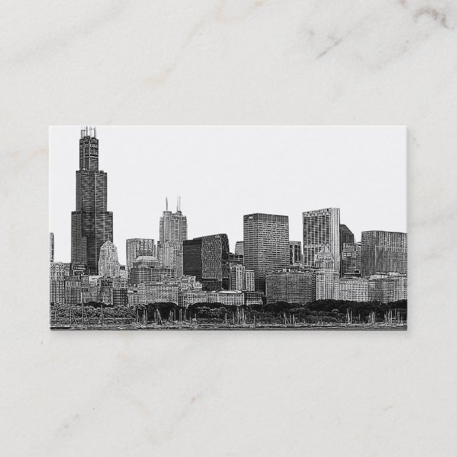 Chicago Skyline Etched Visitkort (Framsida)
