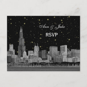 Chicago Skyline Etsad DIY BG RSVP 1 Inbjudan Vykort