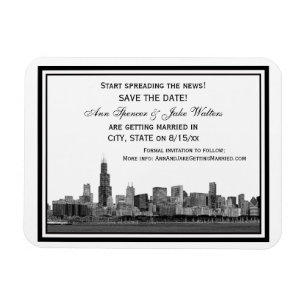Chicago Skyline Etsad Inramad Save the Date Magnet