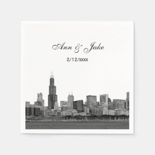 Chicago Skyline Etsad Utseende Skyline Bröllop Pappersservett