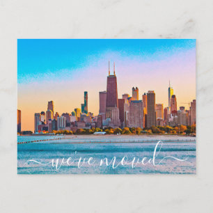 Chicago Skyline Flyttningskungörelse Postkort Meddelande Vykort