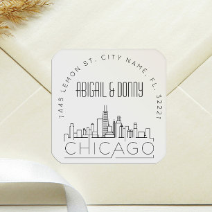 Chicago Skyline Förpackad kuvertförsegling Fyrkantigt Klistermärke
