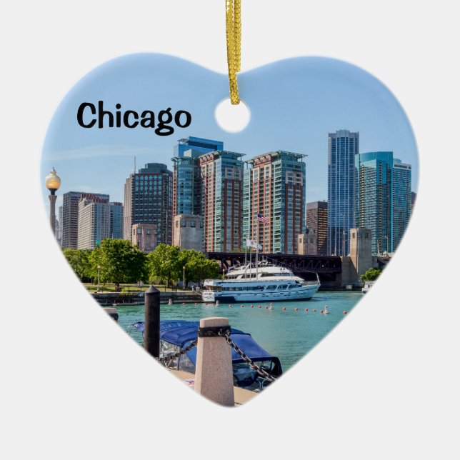 Chicago Skyline från Grant Park Julgransprydnad Keramik (Framsidan)