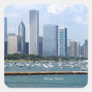 Chicago Skyline Fyrkantigt Klistermärke