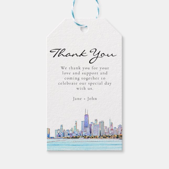 Chicago Skyline Gift Märkre Presentetikett (Framsidan)