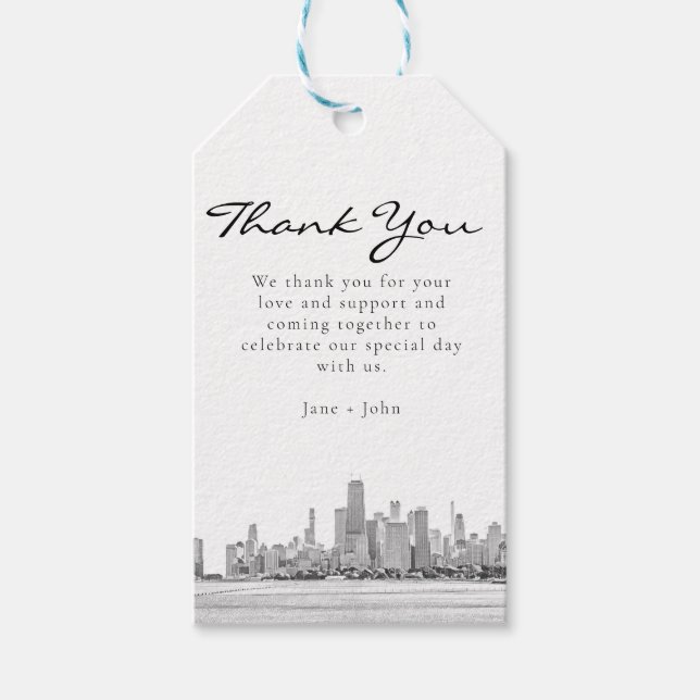 Chicago Skyline Gift Märkre Presentetikett (Framsidan)