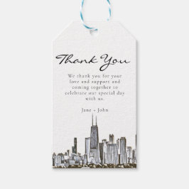 Chicago Skyline Gift Märkre Presentetikett