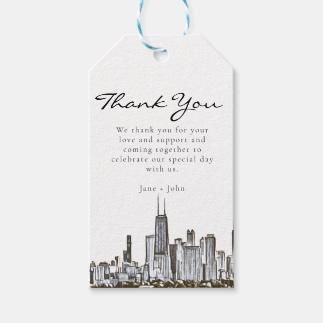Chicago Skyline Gift Märkre Presentetikett (Framsidan)
