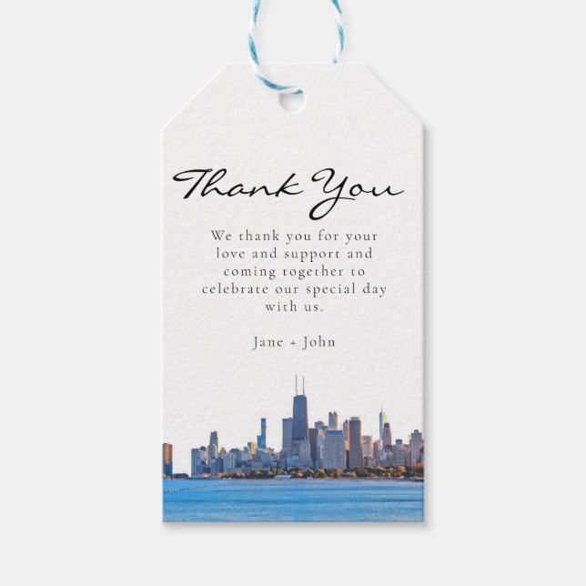 Chicago Skyline Gift Märkre Presentetikett (Framsidan)