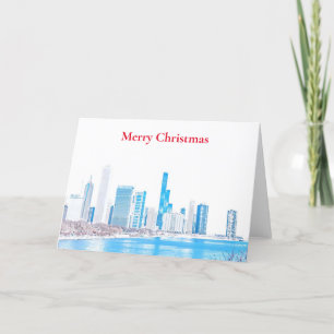 Chicago Skyline God jul Helgdag Card Helgkort