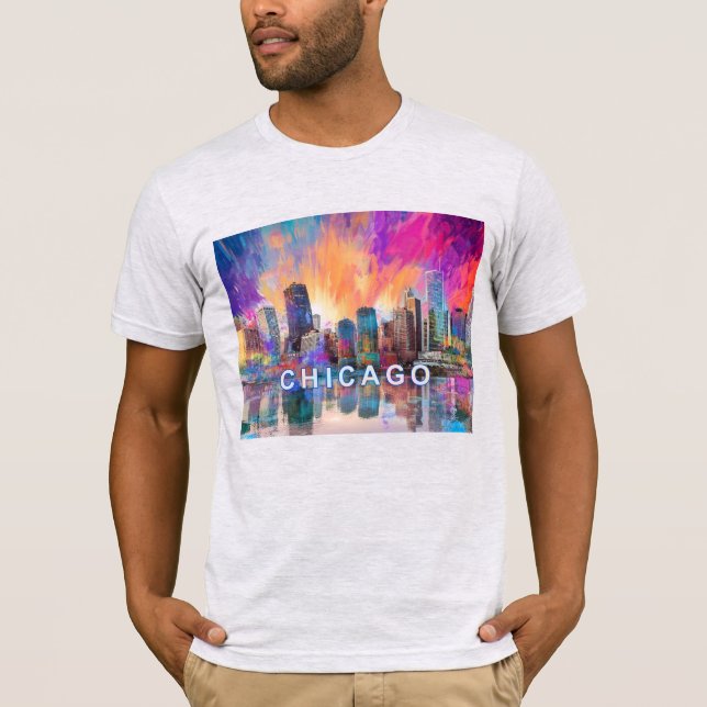 Chicago Skyline Graffiti Art T Shirt (Framsida)
