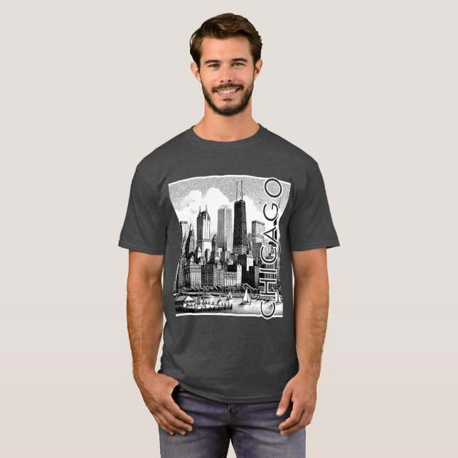 Chicago Skyline Graphic T-Shirt (Hel framsida)