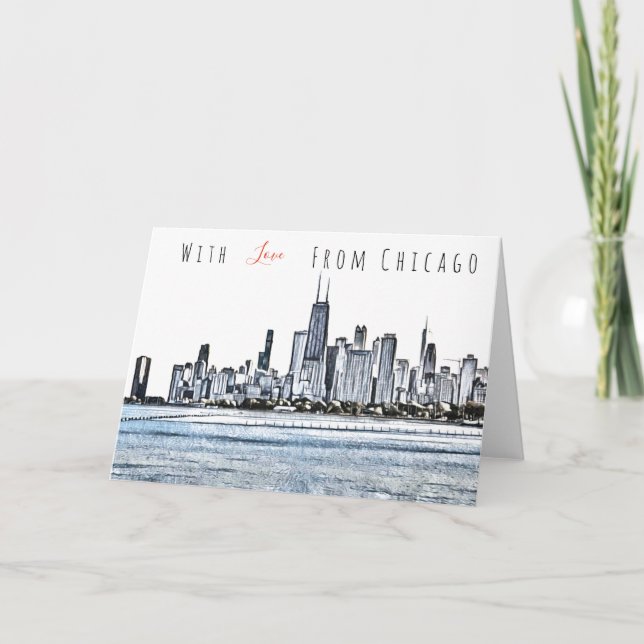 Chicago Skyline Greeting Card Helgkort (Framsida)