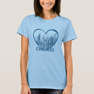 Chicago Skyline Heart Graphic T-Shirt