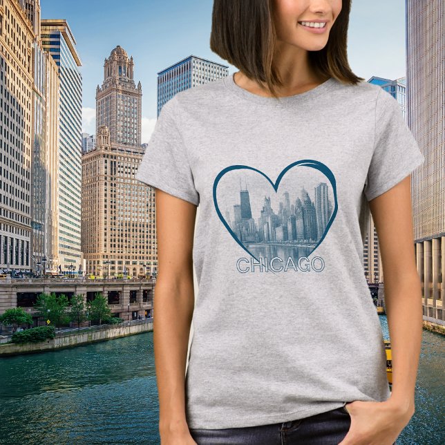 CHICAGO Skyline Heart Graphic T-Shirt (Skapare uppladdad)