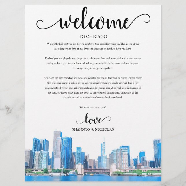 Chicago Skyline Helg Welcome Itinerary (Framsida)