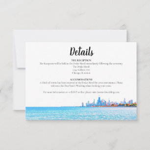 Chicago Skyline Horitzontal Information Card Inbjudningar