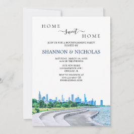 Chicago Skyline Houseuppvärmningsinbjudan Spara Datumet