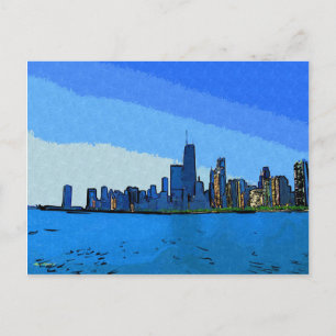 Chicago Skyline i Collage-målning Vykort
