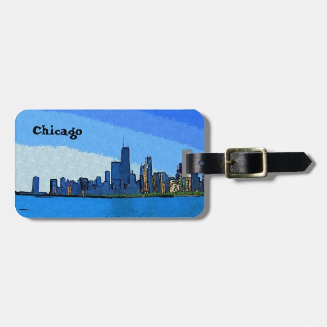 Chicago Skyline i Collage Paint Bagagebricka (Horisontell Framsida)