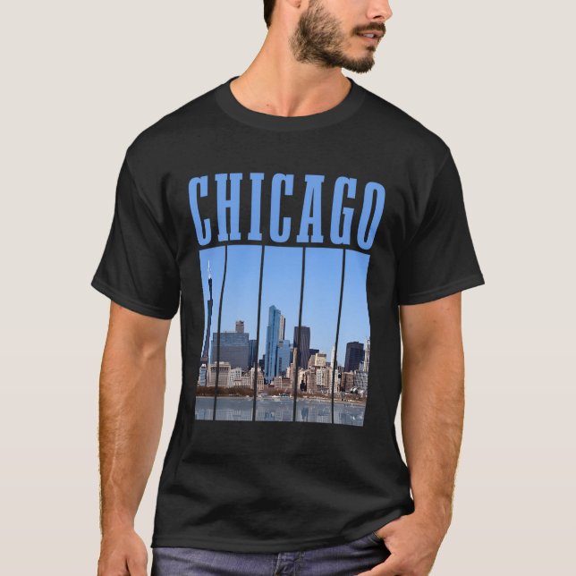 Chicago Skyline Illinois Pride Chicago T Shirt (Framsida)