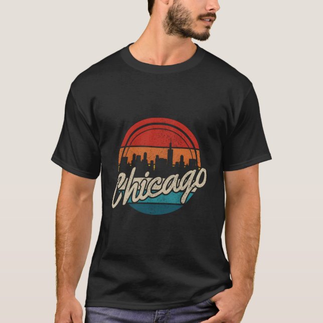 Chicago Skyline Illinois Pride T Shirt (Framsida)