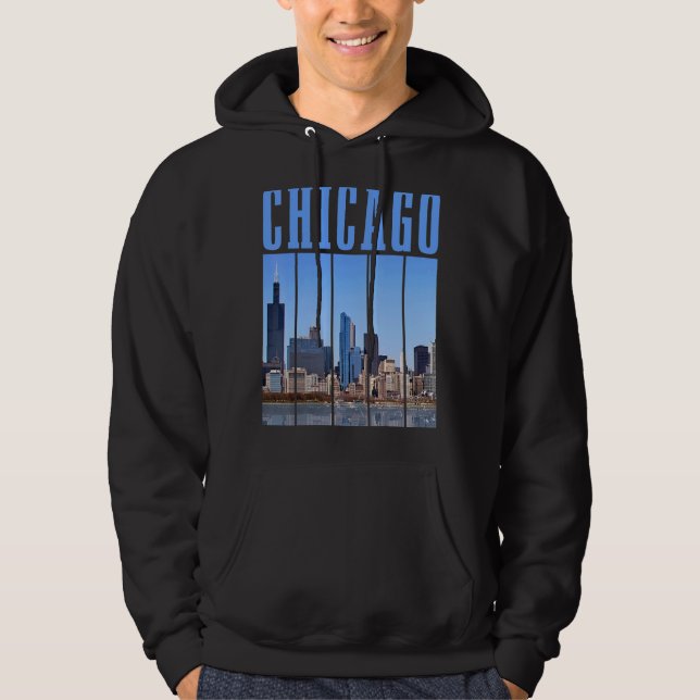Chicago Skyline Illinois Vintage Pride Chicago Hoodie (Framsida)