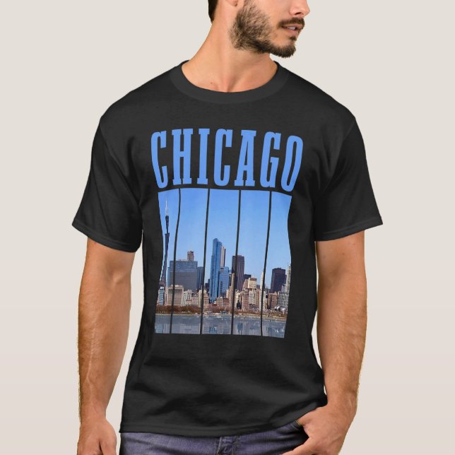 Chicago Skyline Illinois Vintage Pride Chicago T Shirt (Framsida)