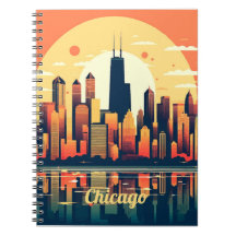 Chicago Skyline Illustration i Orange