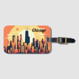 Chicago Skyline Illustration i Orange Bagagebricka