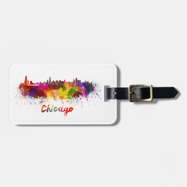 Chicago skyline in watercolor bagagebricka (Horisontell Framsida)