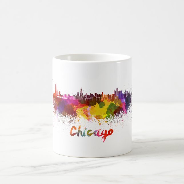 Chicago skyline in watercolor kaffemugg (Center)