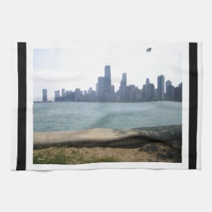 Chicago Skyline Kantlinje Kökshandduk