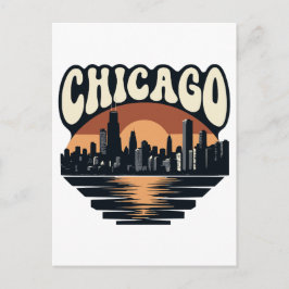 Chicago Skyline Lake Michigan Vintage Willis Tower Vykort