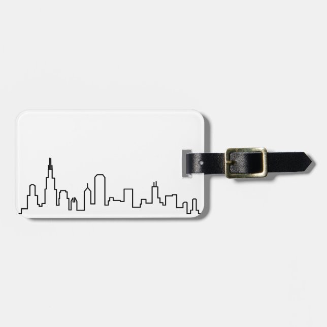 Chicago Skyline Luggage Tag Bagagebricka (Horisontell Framsida)