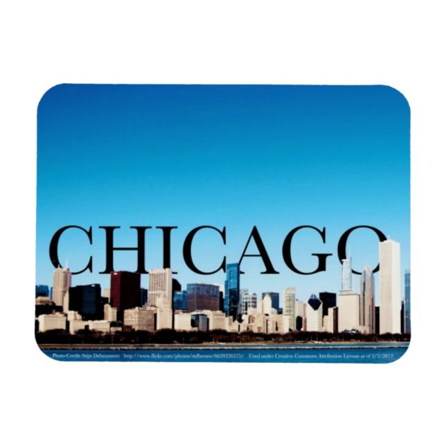 Chicago Skyline Magnet med Chicago i Himlar (Horisontell)