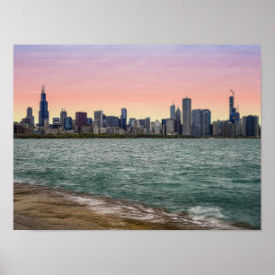 Chicago Skyline Målerisk Poster