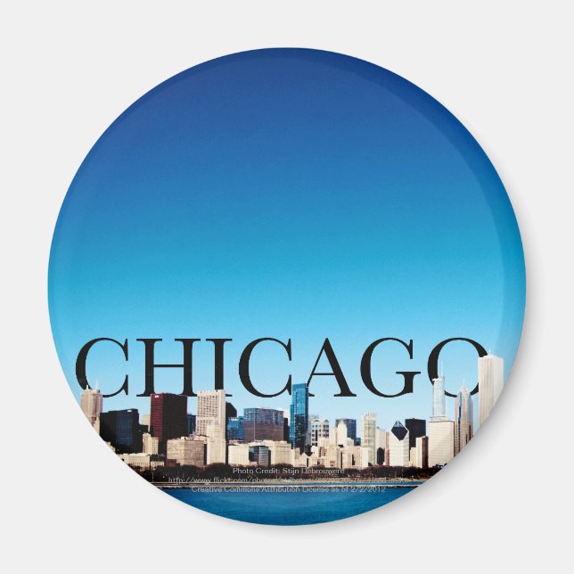 Chicago Skyline med CHICAGO i Himlar Magnet (Framsidan)