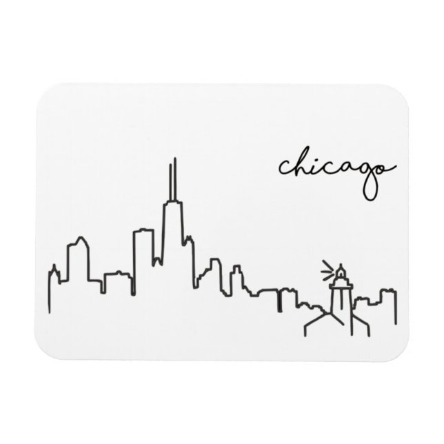 Chicago Skyline med Lighthouse Magnet (Horisontell)