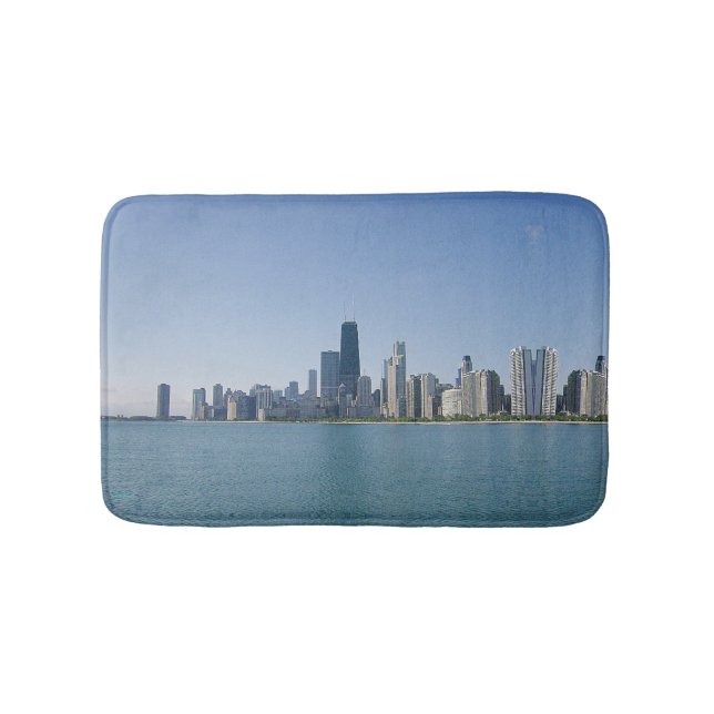 Chicago Skyline med Mirrored Mönster Badrumsmatta (Framsidan)