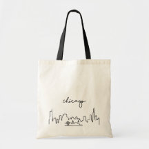 Chicago Skyline med Navy Pier Tote Bag