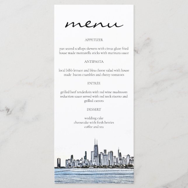Chicago Skyline Menu-kort Meny (Framsida)