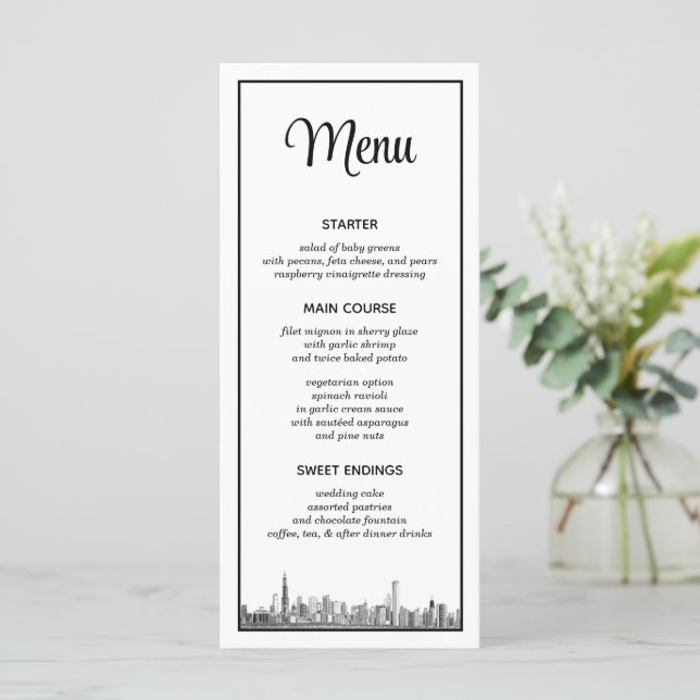 Chicago Skyline Menu Meny (Stående Fram)