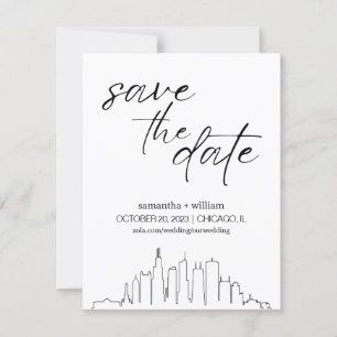Chicago Skyline MINIMALIST Spara Datum Inbjudningar